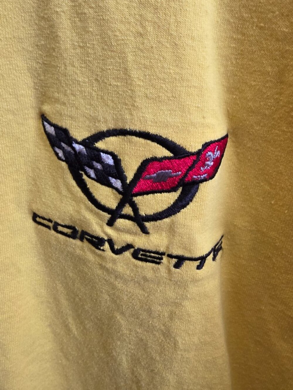Jerzees Men's L Embroidered C5 Corvette T-Shirt Short sleeve Yellow - Picture 4 of 6